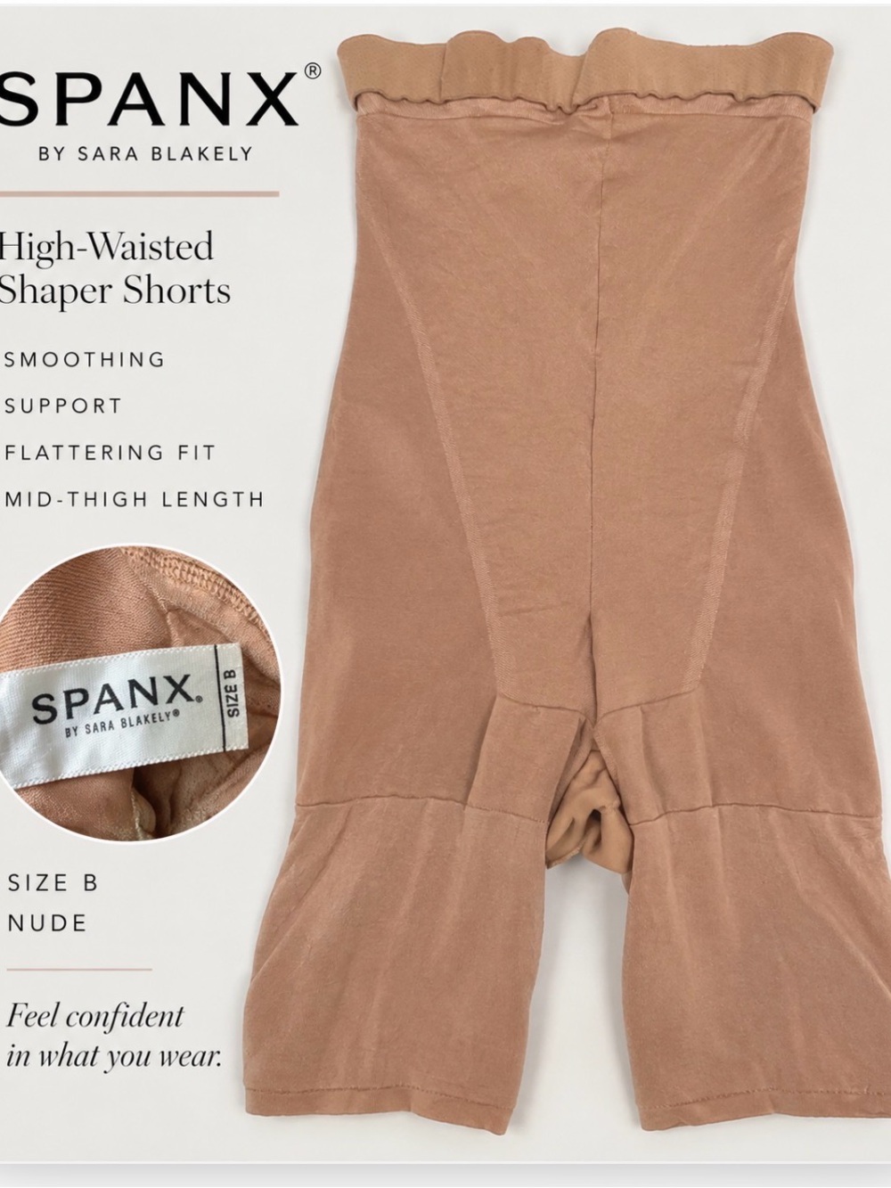 SPANX Size B Nude High Waist Mid Thigh Shaper Shorts Shapewear